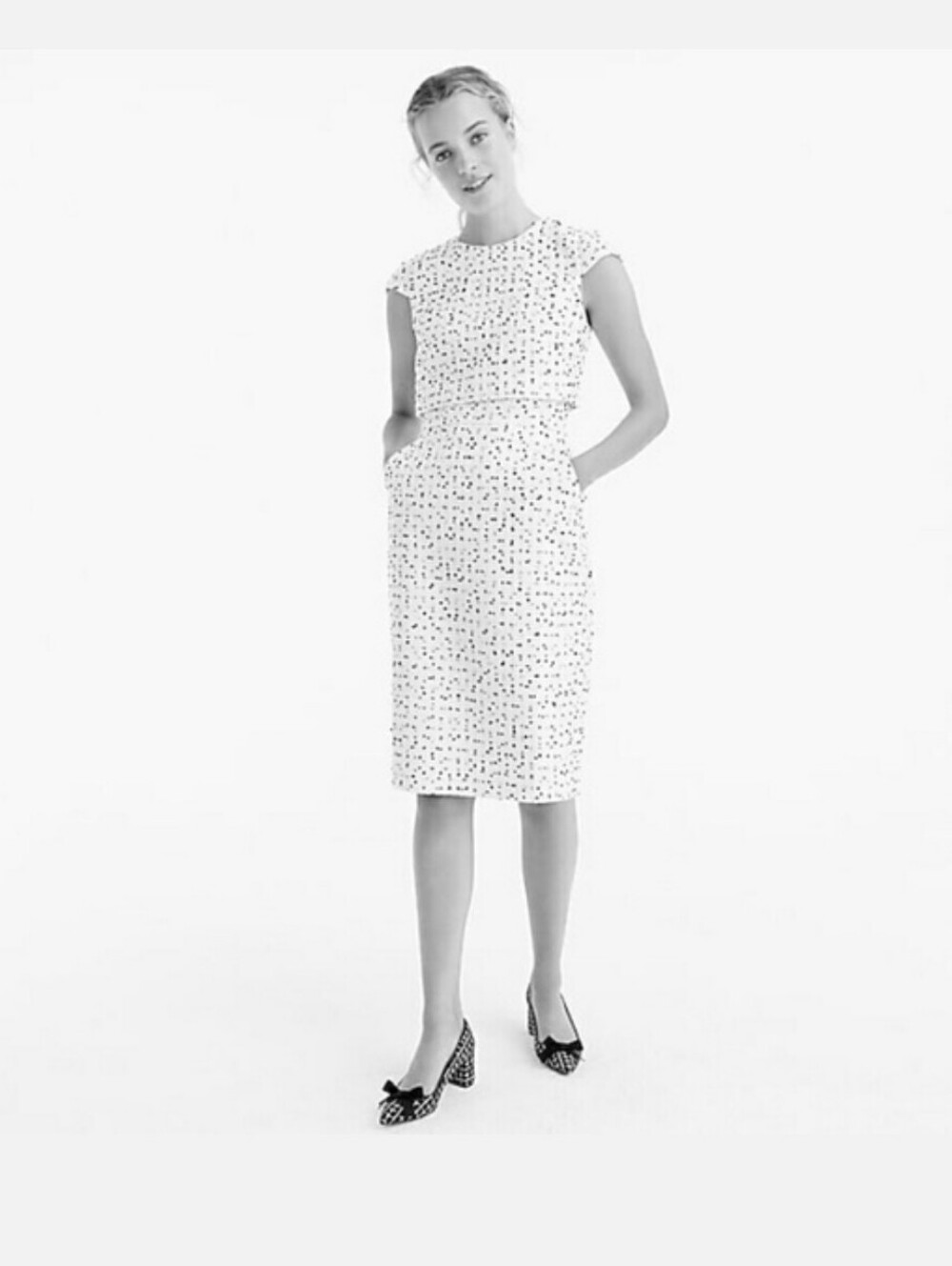 J. Crew White Polka Dot Pencil Dress